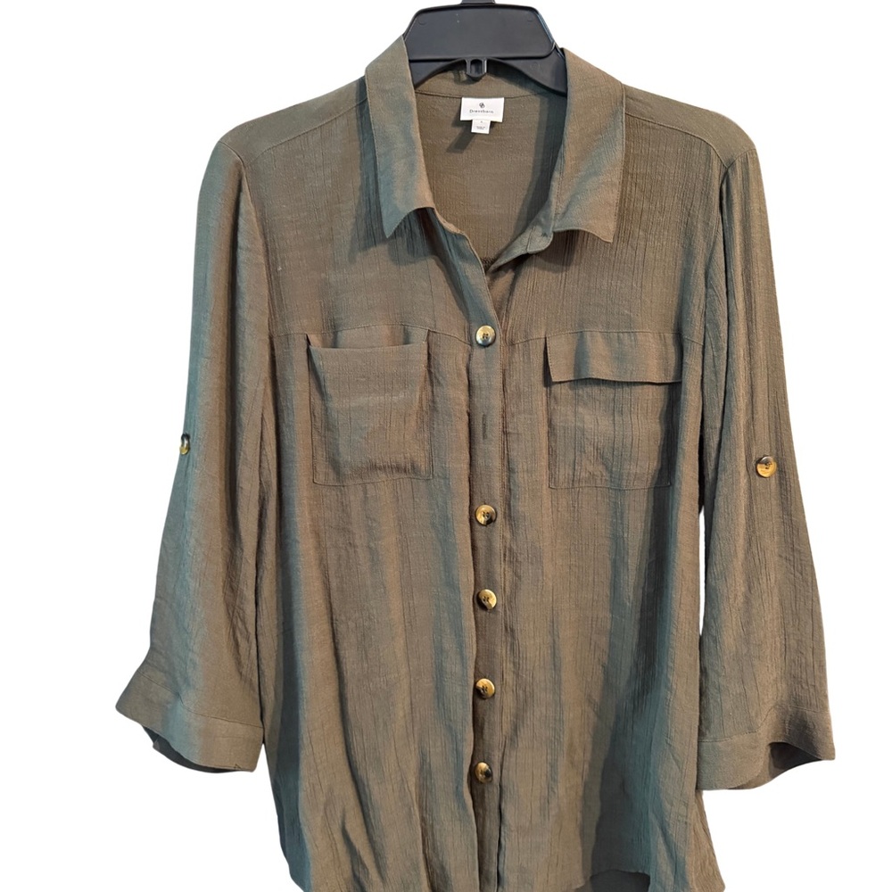 Dressbarn Khaki Button-Down Shirt